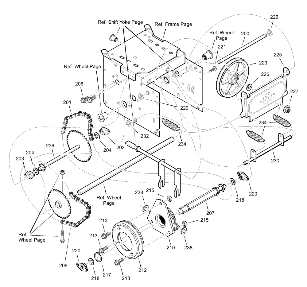 Drive Diagram and Parts List for 633134X54A 2002 Briggs and Stratton Snow Blower